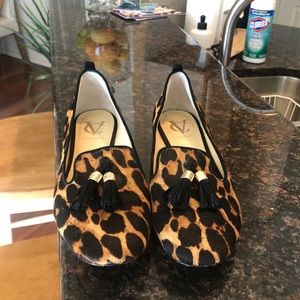 Vince camuto leopard flats with tassels